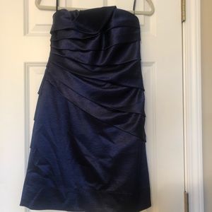 Phoebe Couture Strapless Navy Cocktail Dress Sz. 4